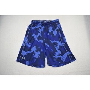 Under Armour Gym Shorts Blue Camo HeatGear Loose W/ Pockets Mens Medium x 10"